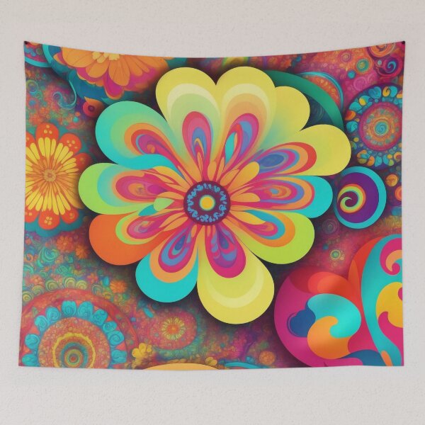 Item preview, Flower Power Colourful Flower Pattern designed and sold by druidwolfart.