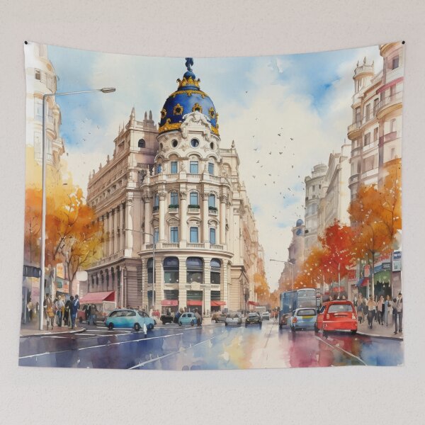 Item preview, A Watercolor Design of the Gran Via in Madrid - Spain designed and sold by Sketch-Shack.