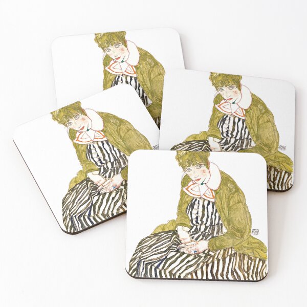 Item preview, Edith with Striped Dress - Egon Schiele designed and sold by SimpleJoyStyle.