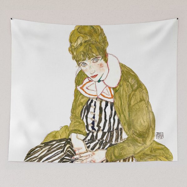 Item preview, Edith with Striped Dress - Egon Schiele designed and sold by SimpleJoyStyle.