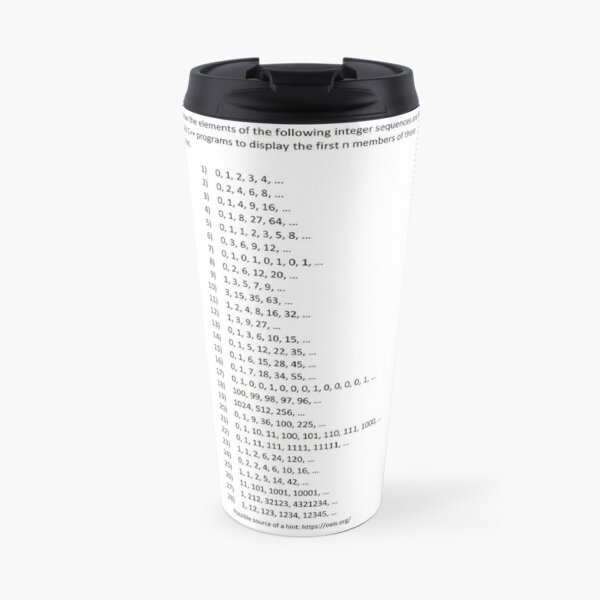 Guess how the elements of the following integer sequences are formed Travel Mug