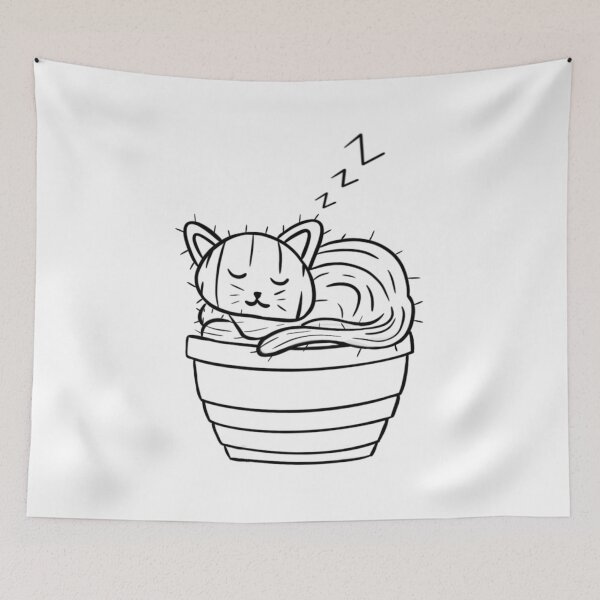 Item preview, Black and White Sleeping Cat Cactus - "Catcus" designed and sold by ereardon0.