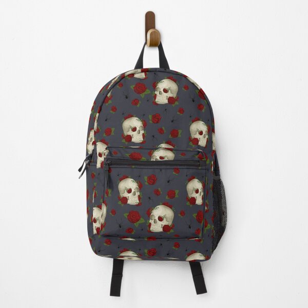 Item preview, Vintage Dark Academia Skulls, Roses, Spiders with Grey-Blue Background designed and sold by serafineaandd.