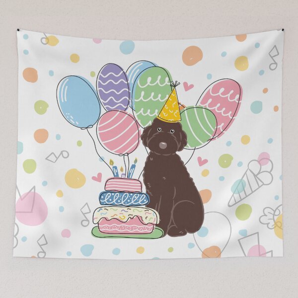 Item preview, Chocolate Aussiedoodle Aussie Doodle Dog Birthday Party designed and sold by Lulupainting.