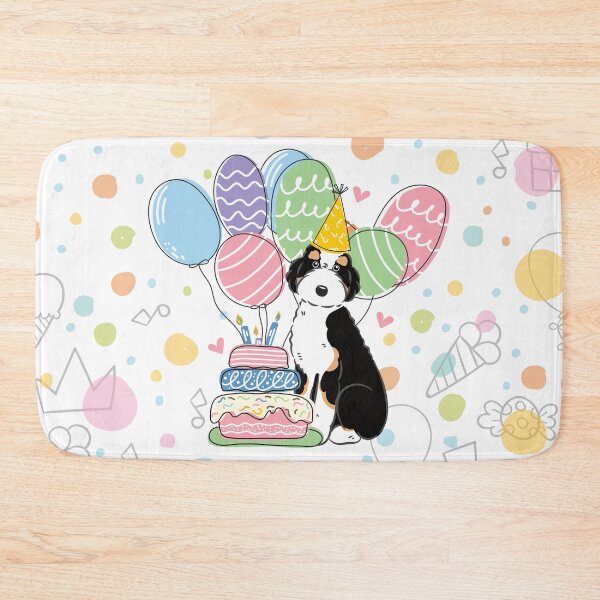 Item preview, Black Tricolor Aussiedoodle Aussie Doodle Dog Birthday Party designed and sold by Lulupainting.