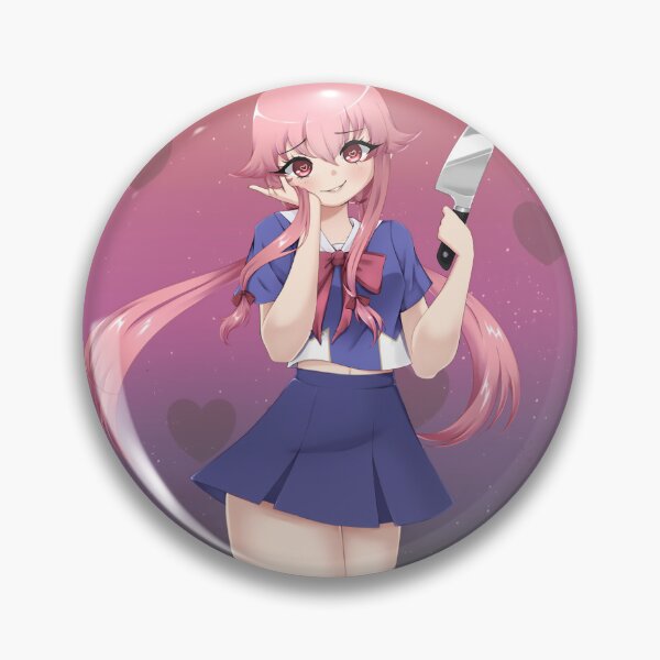 Angry Gasai Yuno Badge Future Diary Mirai Nikki Metal Brooch Soft