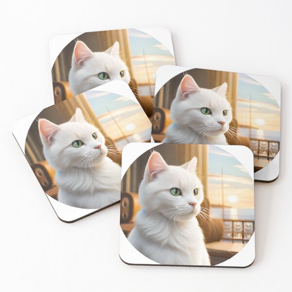 Item preview, white cat sticker cute  designed and sold by FriedGummyBears.