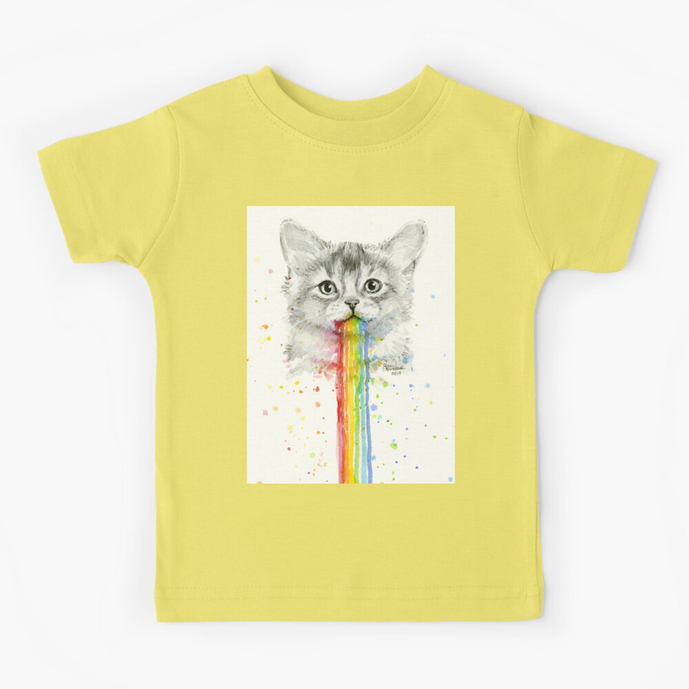 Rainbow Watercolor Kitten Original Version' Unisex Long Sleeve
