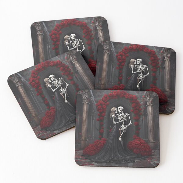 Item preview, Skeleton wedding with red roses designed and sold by GothicRubette.