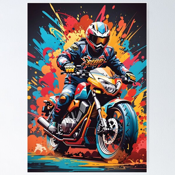 Motorcycle Street Art - Vibrant Graffiti