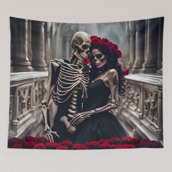 Item preview, Skeleton wedding with red roses designed and sold by GothicRubette.
