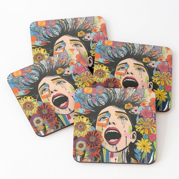 Aperçu de l'œuvre ELLE CHANTE DANS LES FLEURS ART ABSTRAIT DU VISAGE ET DES FLEURS Midjourney Ai créée et vendue par davidjulie.