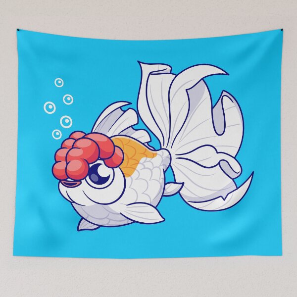 Item preview, Adorable Lionhead Goldfish in Playful Swim designed and sold by hjian8219.
