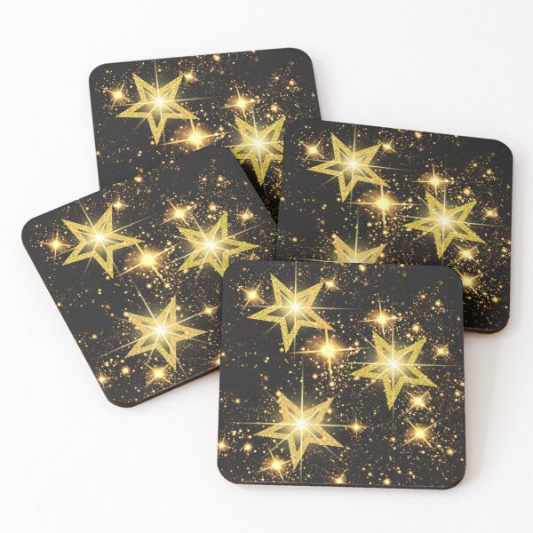 Item preview, Celestial Nights - Black T-Shirt and more with Golden Stars designed and sold by TeeAauthenticF.