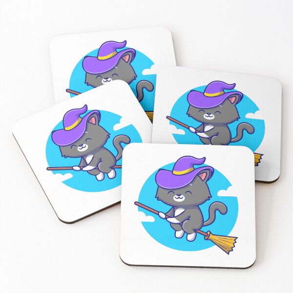 Item preview, Whimsical Journey: Cute Witch Cat on a Magic Broom designed and sold by hjian8219.