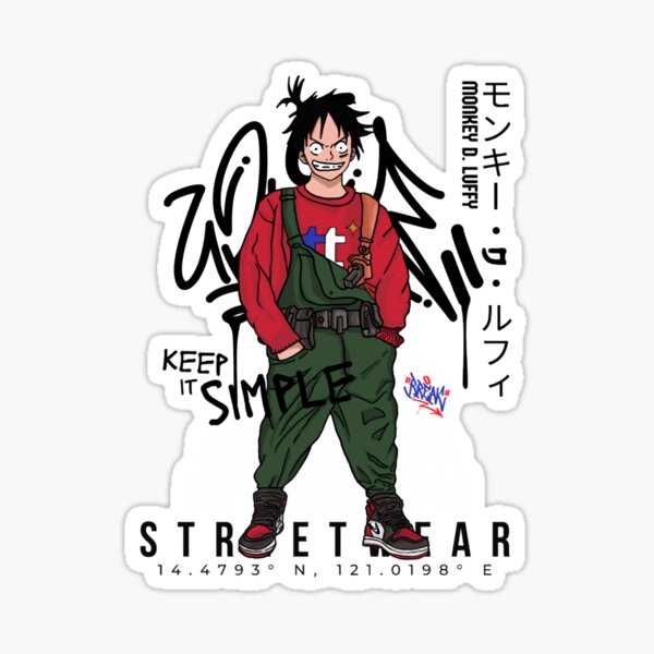 Anime luffy strawhat streetwear onepiece Sticker