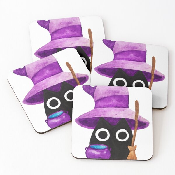 Item preview, Witchy Black Cat With A Big Purple Hat Watercolor  designed and sold by AmyBHale.