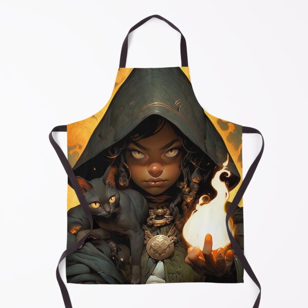 Item preview, Cool Fire Wielding Magic Girl and Cat Familiar designed and sold by bubblegoth.