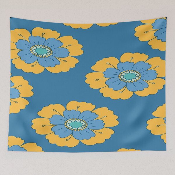 Item preview, yellow flower in blue designed and sold by anieschiefe.