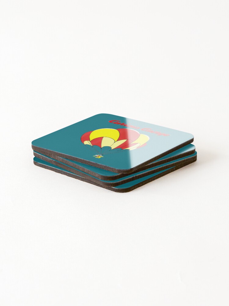 Thumbnail 4 of 5, Coasters (Set of 4), Curious George Parachuting Space George designed and sold by risleys.
