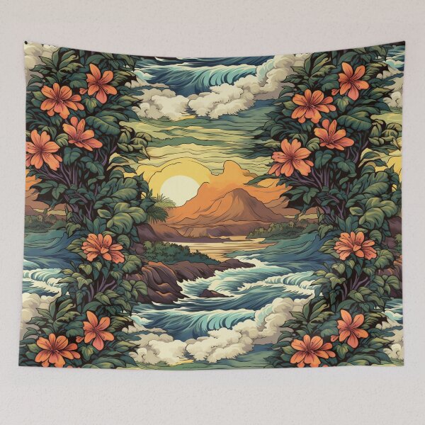 Item preview, Sunset with flowers designed and sold by Snoobstyle.
