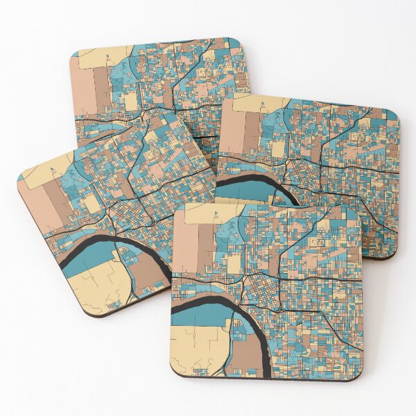 Item preview, Tulsa Map Pattern in Mid Century Pastel designed and sold by PatternMaps.