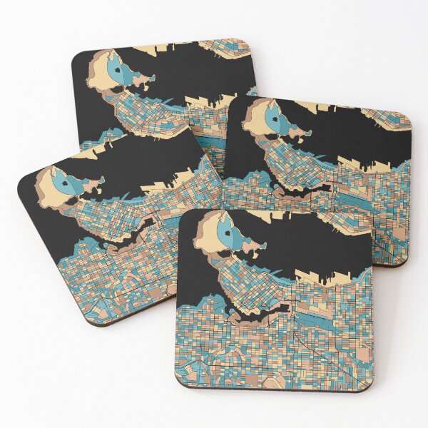 Item preview, Vancouver Map Pattern in Mid Century Pastel designed and sold by PatternMaps.