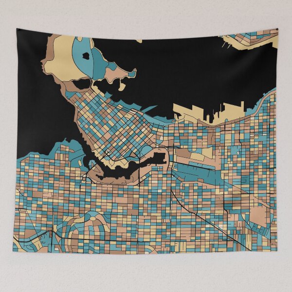 Item preview, Vancouver Map Pattern in Mid Century Pastel designed and sold by PatternMaps.