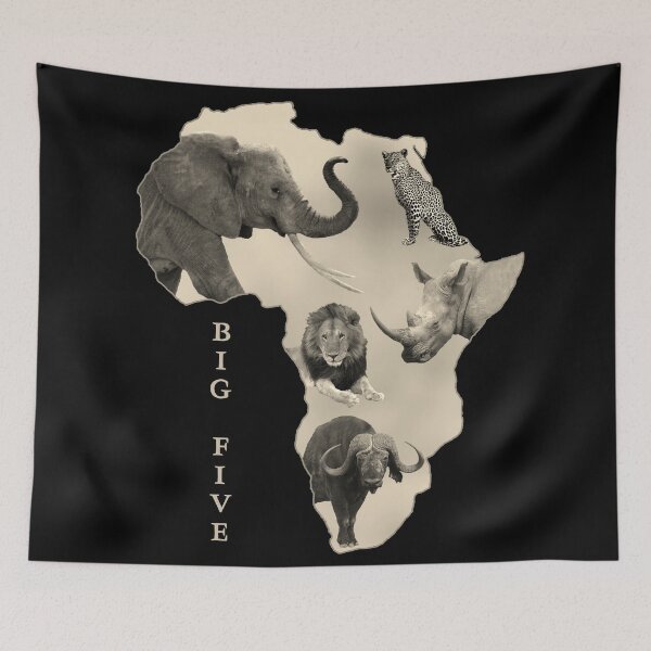 Item preview, Africa with Big Five - Elephant - Lion - Leopard - Buffalo - Rhino designed and sold by TShirtsundMehr.