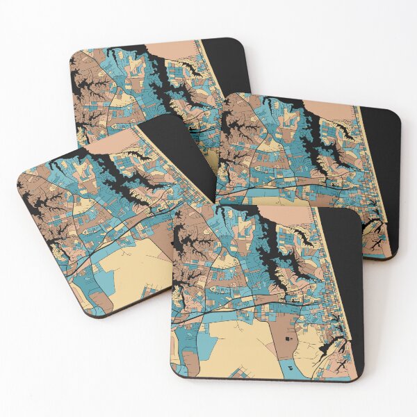 Item preview, Virginia Beach Map Pattern in Mid Century Pastel designed and sold by PatternMaps.
