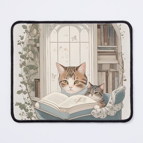Item preview,  a cat cozily nestled in a reading nook designed and sold by Noppawat.