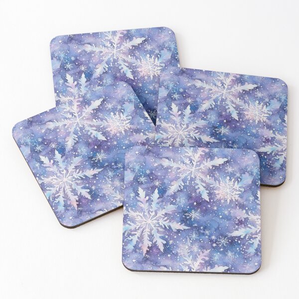 Item preview, Blue and Purple Snow Flakes Pattern Watercolor Art designed and sold by patterncrow.