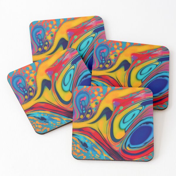 Item preview, Red, Teal, deep blue and Gold Fluid Pouring Abstract art designed and sold by Thilaniz.