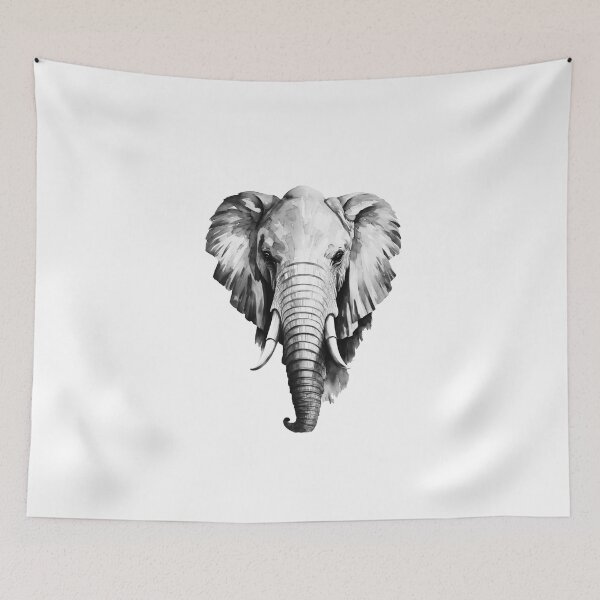 Item preview, Elephant head black and white designed and sold by Jayjaynaenae.