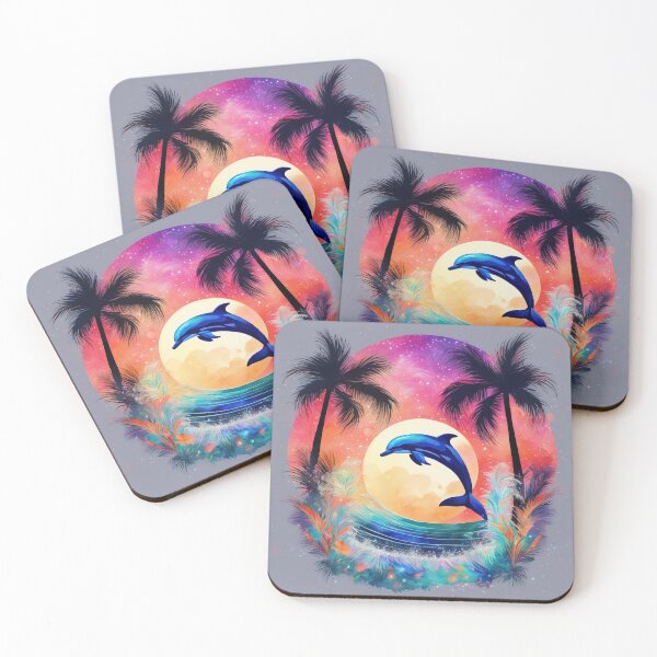 Item preview, Iridescent Dolphin Jumping, Colorful, Sea Plants, Splashes of Waves  designed and sold by BirdsnStuff.
