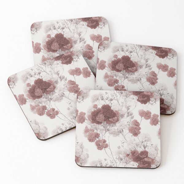 Item preview, Burgundy red and blush pink minimal carnation pattern designed and sold by patterncrow.