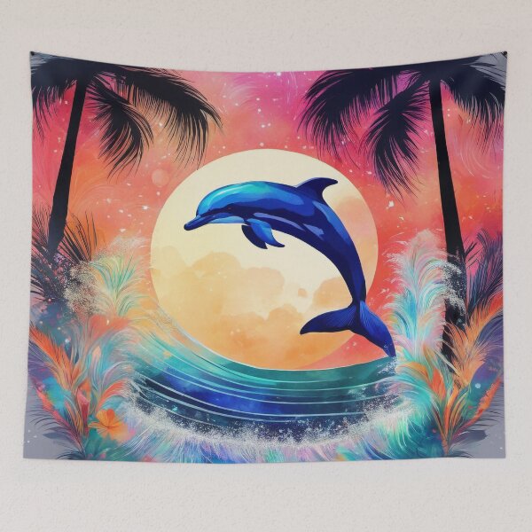 Item preview, Iridescent Dolphin Jumping, Colorful, Sea Plants, Splashes of Waves  designed and sold by BirdsnStuff.