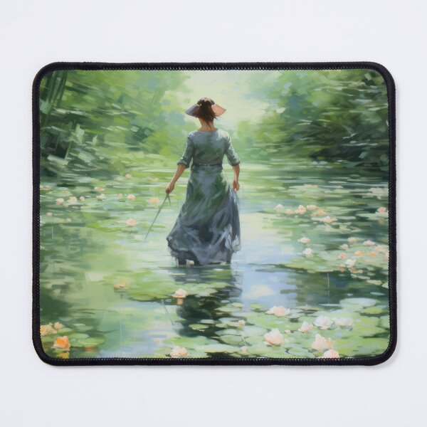 Item preview, Pintura de mujer caminando en un estanque de lirios designed and sold by kansaikate.