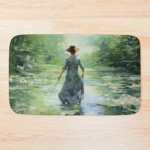 Item preview, Painting of Woman Wading in a Lily Pond designed and sold by kansaikate.
