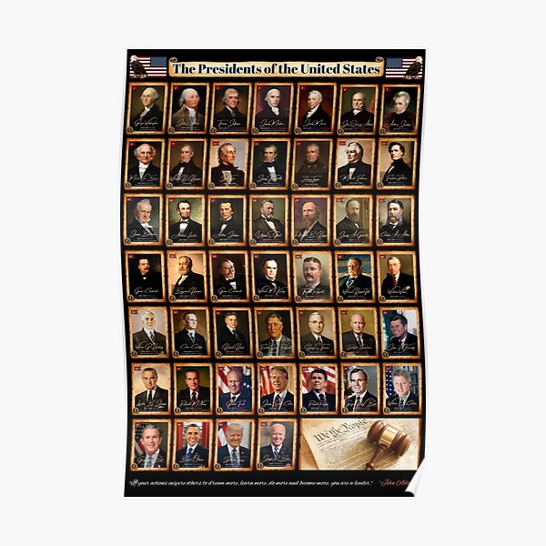 Presidents of the United States of America in Vertical Full Color Poster