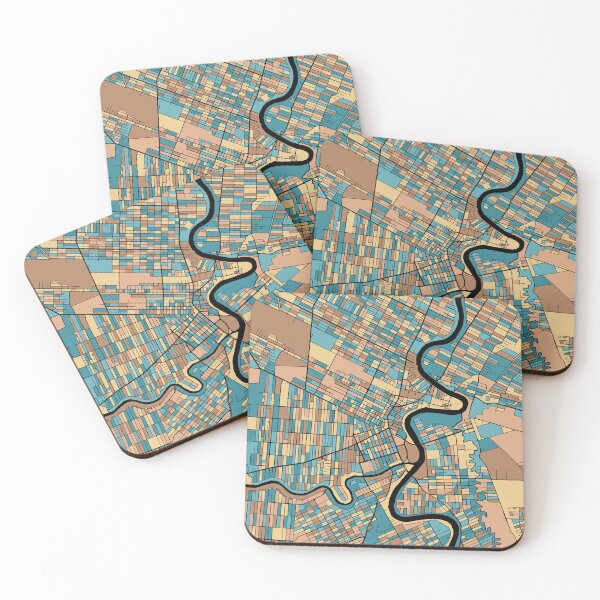 Item preview, Winnipeg Map Pattern in Mid Century Pastel designed and sold by PatternMaps.