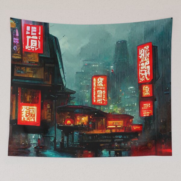 Item preview, Neon Path - Cyberpunk Cityscape designed and sold by ArkMinted.