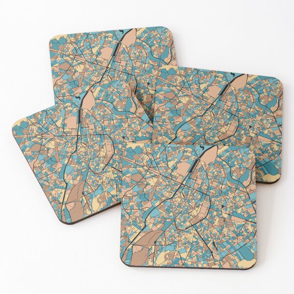 Item preview, Brussels Map Pattern in Mid Century Pastel designed and sold by PatternMaps.