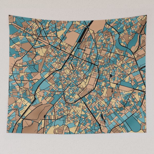 Item preview, Brussels Map Pattern in Mid Century Pastel designed and sold by PatternMaps.