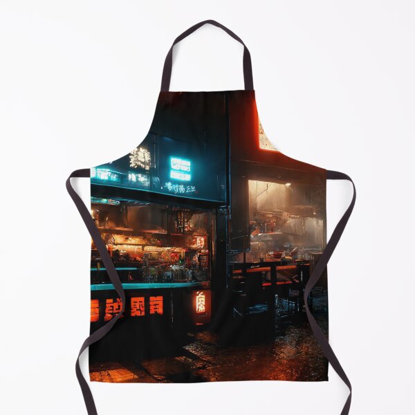 Item preview, Ramen Food Stall - Cyberpunk Cityscape designed and sold by ArkMinted.