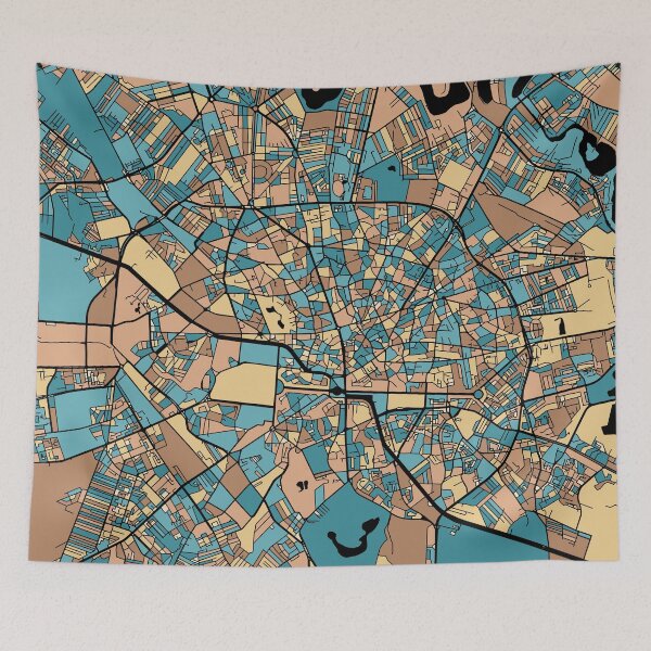 Item preview, Bucharest Map Pattern in Mid Century Pastel designed and sold by PatternMaps.