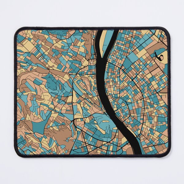 Item preview, Budapest Map Pattern in Mid Century Pastel designed and sold by PatternMaps.