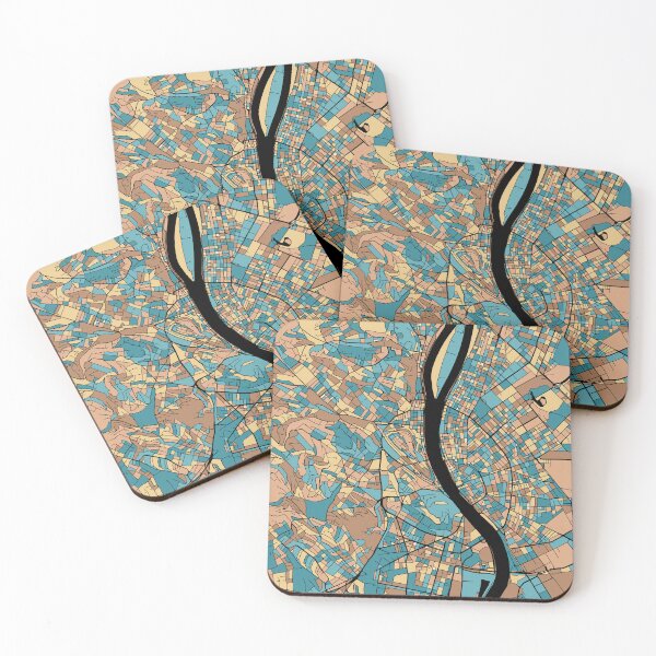 Item preview, Budapest Map Pattern in Mid Century Pastel designed and sold by PatternMaps.