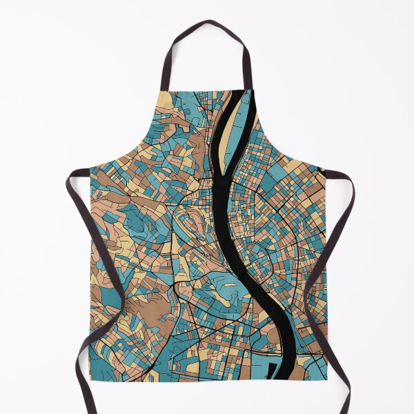 Item preview, Budapest Map Pattern in Mid Century Pastel designed and sold by PatternMaps.