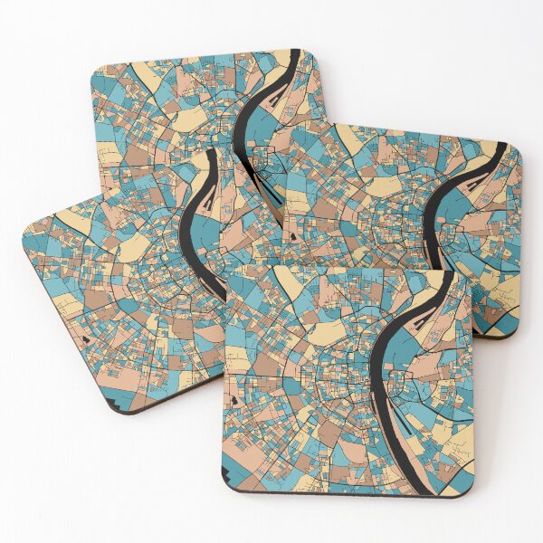 Item preview, Cologne Map Pattern in Mid Century Pastel designed and sold by PatternMaps.